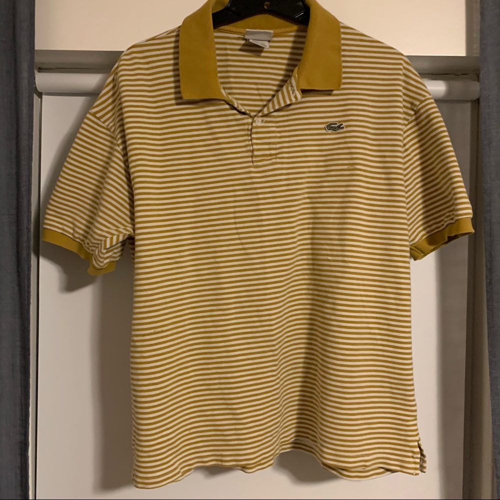 Gold striped Men’s Lacoste Polo, 7 L